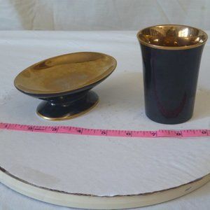 Fitz and Floyd Soap Dish and Glass